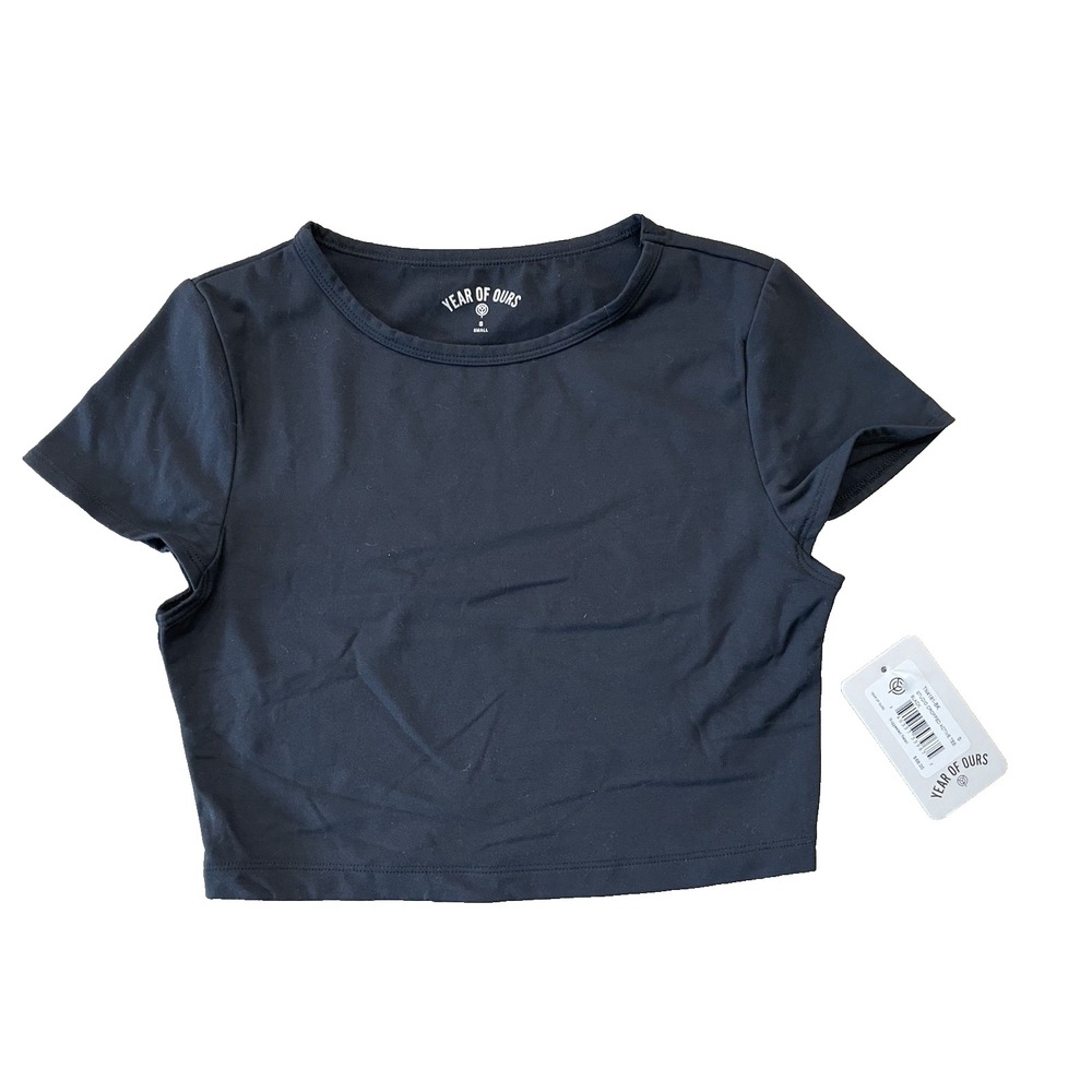 NWT Year‎ Of Ours Women's Studio Cropped Active Tee Black Sz S Retail $68 New